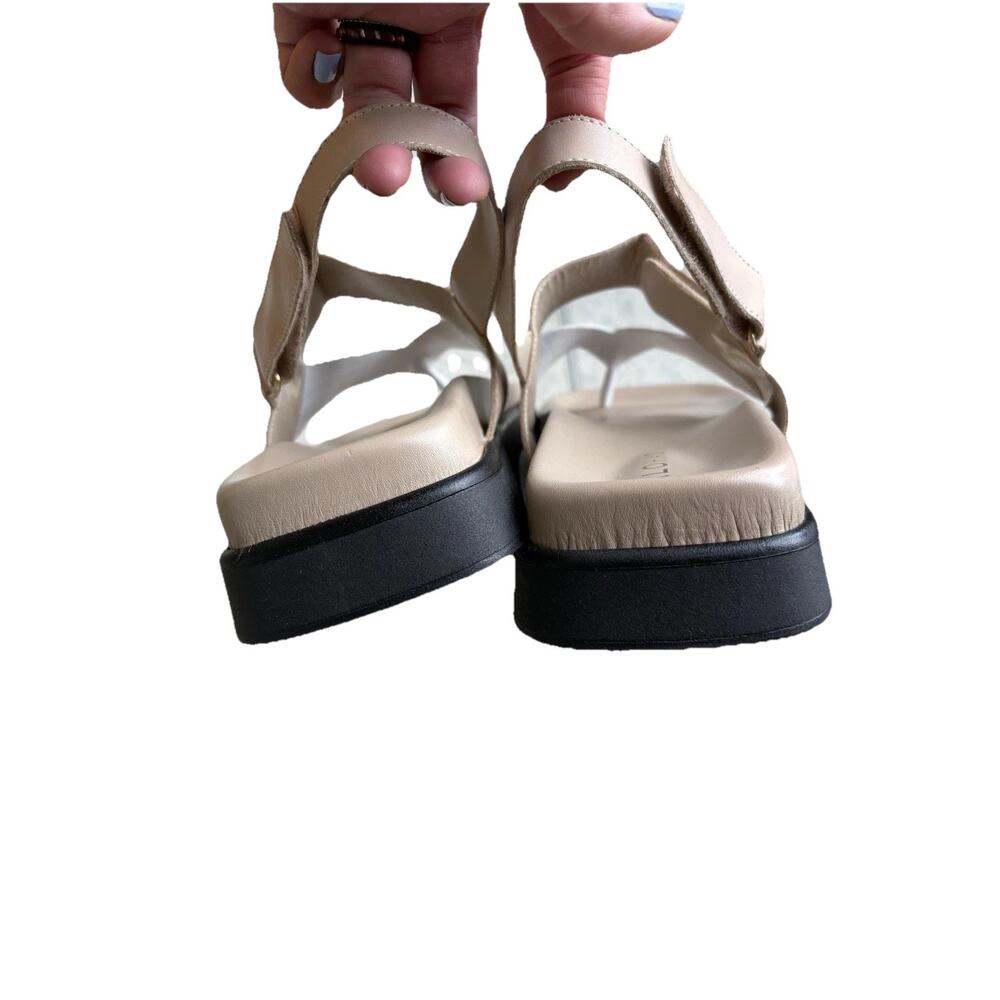 Alohas Decade Bicolor Sandals Thong-style White and Beige Size 11 Square Toe - Picture 6 of 11